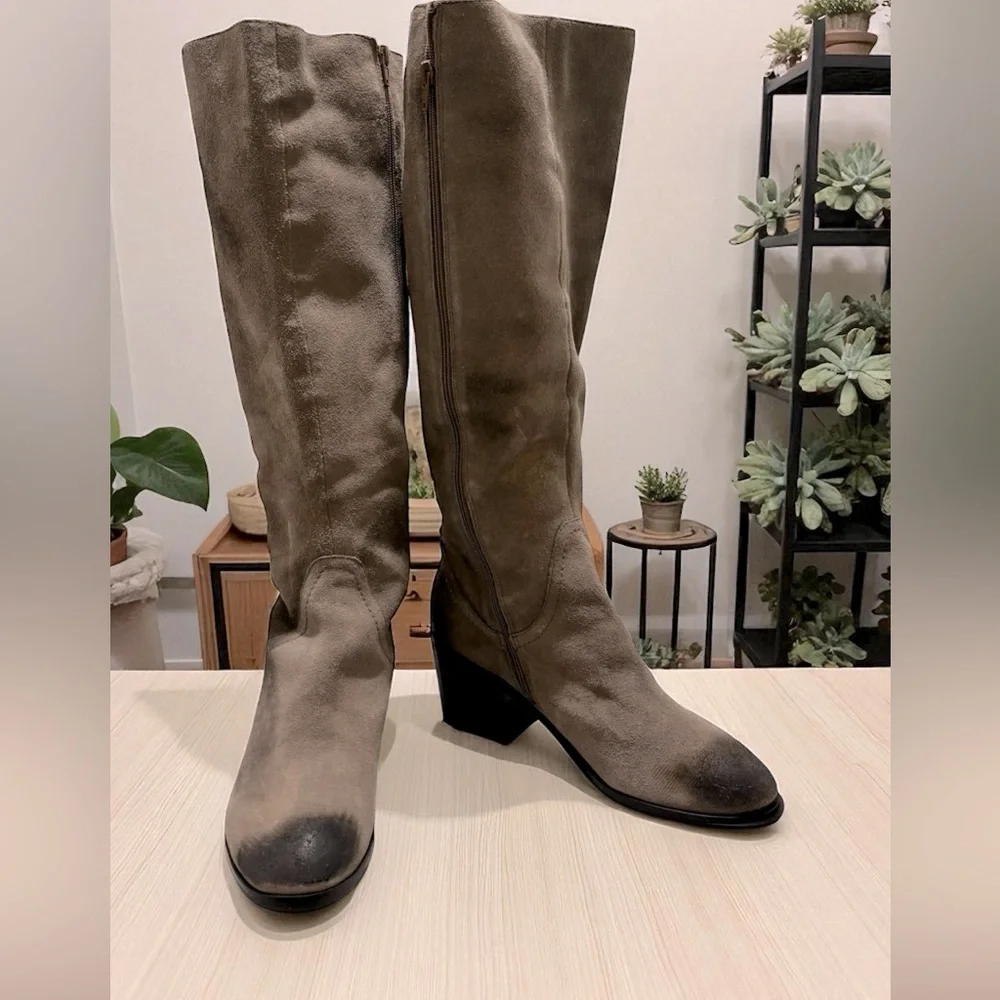Oiled Suede Leather Knee High Sable Gray Kelsi Dagger women’s Boots NWOT